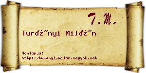 Turányi Milán névjegykártya