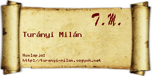 Turányi Milán névjegykártya